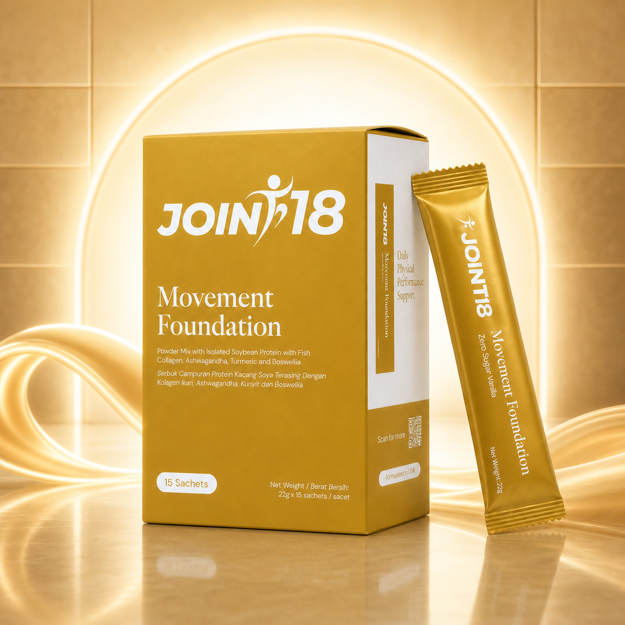 JOINT18 Movement Foundation 产品盒与每日小袋