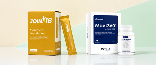 Generated comparison illustration of JOINT18 Movement Foundation and MOVT360 Advanced packaging side by side.