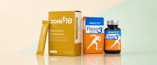 JOINT18 Movement Foundation and OriActiv Flexy3 shown side by side on a clean studio surface.